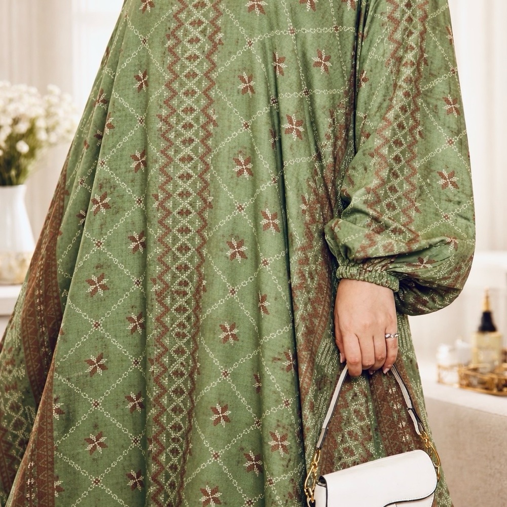 Ready for Ramadhan. Casual Green Patterned Dress